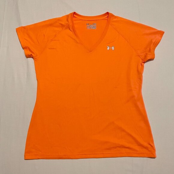 Under Armour Womens Shirt Size Large Heatgear Semi Fitted Tshirt Vneck - Picture 1 of 16